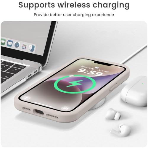 Vooii Compatible with iPhone 13 Pro Case, Liquid Silicone Upgrade [Camera Protection] [Soft Anti-Scratch Microfiber Lining] Shockproof Phone Case for iPhone 13 Pro 6.1 inch - Stone by Vooii - Used condition - Image 7