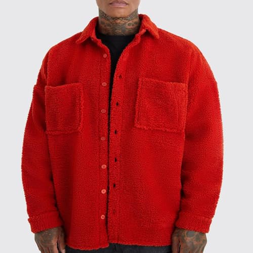 Winter Jackets for Men Fleece Lined Vintage Plush Warm Big and Tall Thicken Zip Up Long Sleeve Hunting Outerwear3