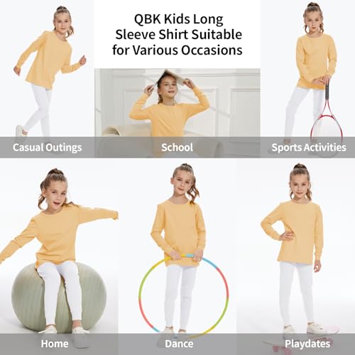 Image of 3T 4T 5T to 12 Years Girls Long Sleeve Shirts Kids Cotton T-Shirt Toddler Basic Crew Neck Top