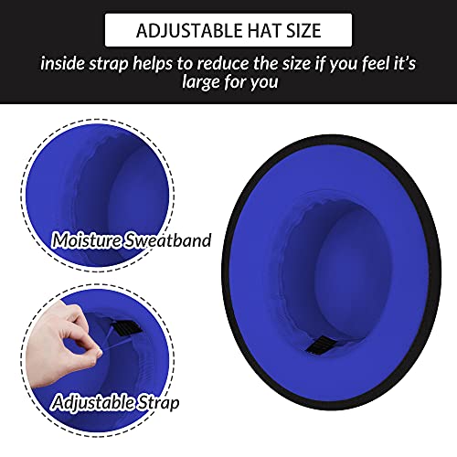 Classic Fedora Hat Two Tone Flat Top Hat With Band Wide Brim Pork Pie Hat Adjustable Patchwork Colors Panama Hat #TOP3