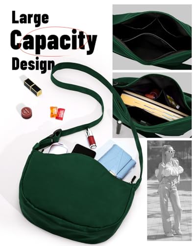 Image of Crossbody Crescent Bag for Women Men Trendy, Crescent Sling Bag with Adjustable Strap, 2 Zippers Lightweight