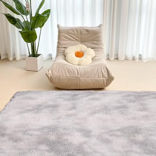 Tapis doux chambre 180x280 cm gris clair aspect fourrure à poils courts
