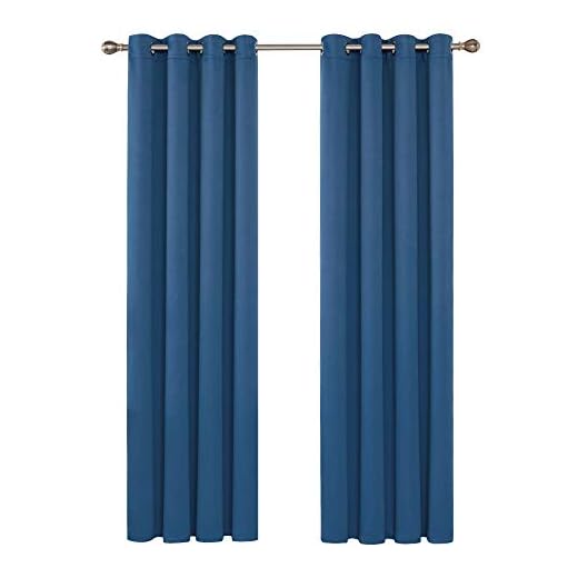 Deconovo Cortinas Dormitorio Moderno Suave Cortina Opaca para Ventanas de Habitación Juvenil 2 Piezas 140 x 245 cm Azul