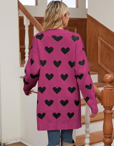 Image of Alsol Lamesa Women's Long Sleeve Heart Cardigan Sweaters V Neck Open Front Knit Coat