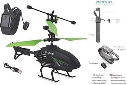 Image of TAMADAA Outdoor Flying Helicopter with Hand Induction Watch | Electronic Radio RC Remote Control Toy | Charging Helicopter with 3D Light & Safety Sensor for Kids