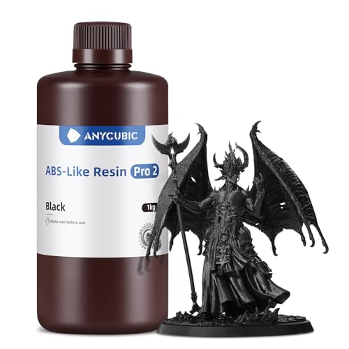 ANYCUBIC ABS-Like Resin Pro 2 pour Imprimante 3D LCD, Haute Précision et Faible Odeur, Résine Photopolymère UV 405nm, Compatible LCD/DLP (Noir, 1kg)