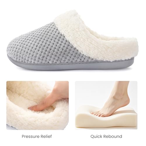 Image of ULTRAIDEAS Women's Breathable House Slippers with Memory Foam, Lightweight Cotton Blend Lining, Indoor Outdoor Slip On Design, Non Slip Rubber Sole for Bedroom, Machine Washable