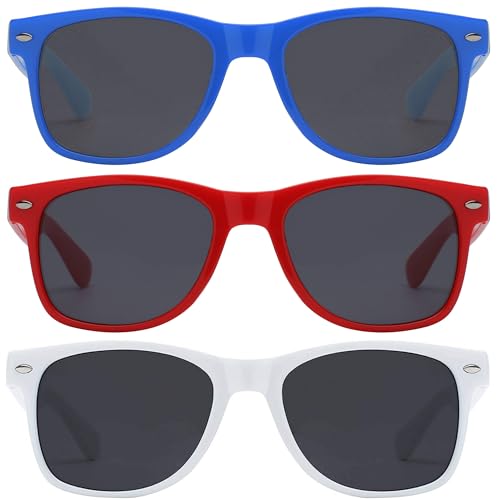 OWL 3 Pack Women’s and Men's Sunglasses UV Protected Retro Smoke Lens, Womens Trendy Cool Shades Colored Plastic Frames3