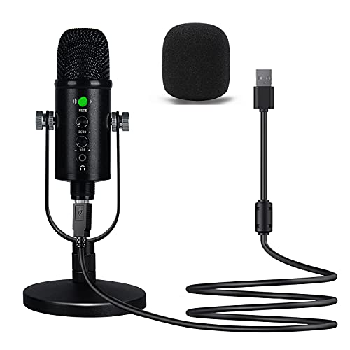 Usb Microphone, Condenser Computer Microphone For Streaming, Gaming, Youtube Recording, Plug And Play,Headphone Output And Volume Control,Quick Mute Button,Compatible With Laptop, Phone (Black) #TOP17
