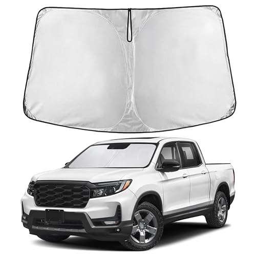 EcoNour Windshield Sun Shade Compatible for Honda Ridgeline 2017–2026 | Custom Fit Pickup Truck Front Window Sunshade | Foldable Heat & UV Reflective Sun Visor