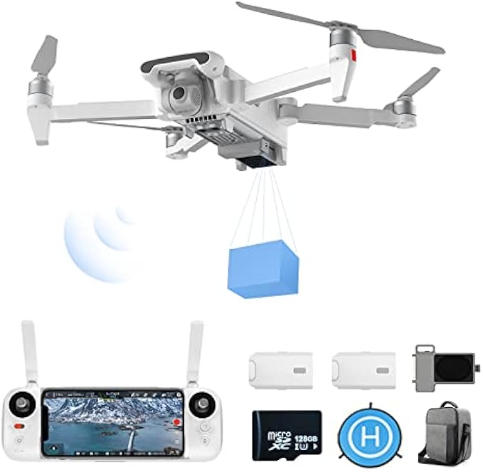 FIMI X8SE 2022 V2 Drone with Camera for Adults, GPS 4K Foldable RC Quadcopter, 35-min Flight Time, 10km Video Transmission, 48MP Photo, Follow me, 3-Axis Gimbal（2 Batteries+128GB SD Card+Megaphone）