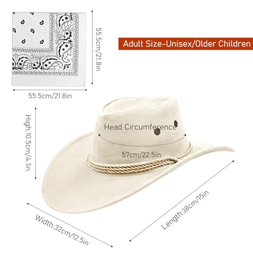 Image of 12Pcs Cowboy Hats and Bandanas,Western Cowboy Hats Bulk,Wide Brim Cowgirl Hats Costume Party for Men Women