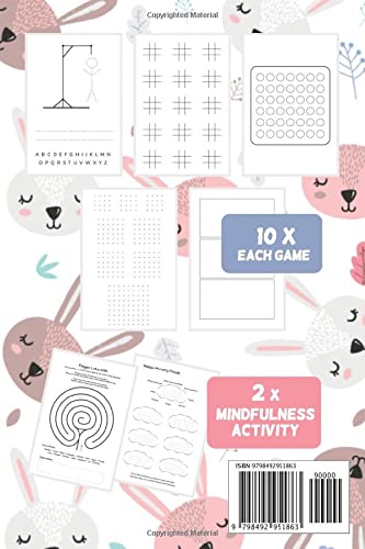 Paper & Pencil Games: Hangman, Tic Tac Toe, Four Up (Four In A Row), Dots and Boxes, Cartoon Frames, Sketch & Write, Mindful Activities for Road trips or Passing Time - Cute Sleepy Bunny image 3