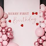 Erdbeerbogen-Aufkleber, Erdbeer-Hintergrund für Die Erste Geburtstagsparty Beeren-Dekoration für Den Ersten Geburtstag Erdbeer-Aufkleber Beeren-Aufkleber Geburtstagsparty-Dekoration
