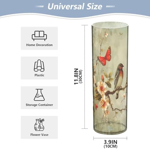 Vase transparent oiseaux branches décoration maison ferme moderne - 3