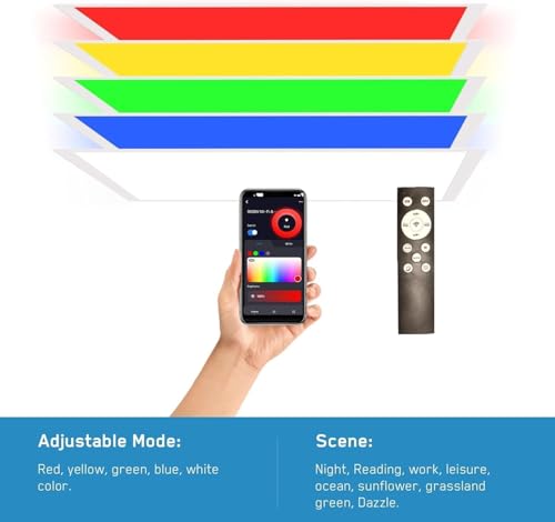 4 Pack 2X4 FT LED RGBW 5000K Multicolor Flat Panel, Light Remote & App Controlled 60W 6600lm Color Changing LED Panel Light Smart Wi-Fi Drop Ceiling Light with Alexa/Google Assistant - Image 4