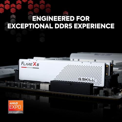 Image of G.SKILL Flare X5 Series DDR5 RAM (AMD EXPO) 32GB (2x16GB) 6000MT /s CL28-36-36-96 1.40V Desktop Computer Memory U-DIMM - Matte White (F5-6000J2836G16GX2-FX5W)