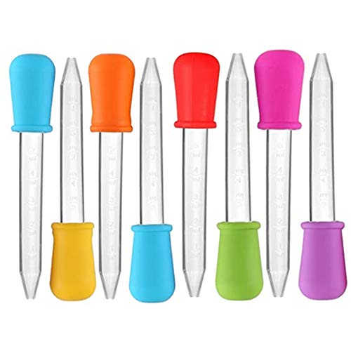 Image of Shuiniba 5ml Liquid Droppers Medicine Silicone and Plastic Pipettes Eye Dropper with Bulb Tip for Kids Candy Molds (8 Pack)