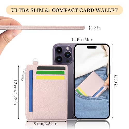 Image of Hancynir Slim Wallet Women Credit Card Holder Minimalist PU Leather RFID Blocking Small Mini Card Case Front Pocket Thin Travel Zipper Coin Cash ID Window Ladies Female Wallet Gifts