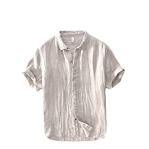 Chemise en lin homme anti-transpiration kaki M pour ne plus souffrir de la chaleur