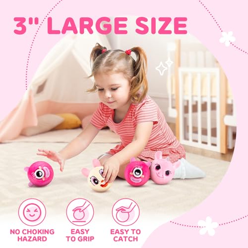 U&C Planet 3er Set Bouncyballs Sprungball mit Plüsch Springbälle mit Einhorn, Hase, Monster DesignWeich & Super Sprungkraft (bis zu 3m) Outdoor Spielzeug Geschenk für Kinder Jungen Mädchen ab 3 Jahre