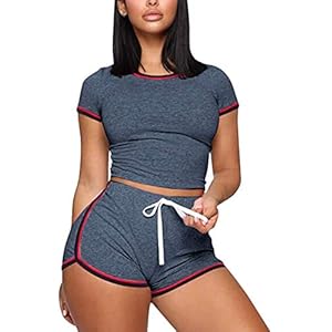 Womens-Sexy-2-Pieces-Short-Set-Casual-Sport-Outfits-Short-Sleeve-Top-and-Bodycon-Short-Pant-Sportswear-Set-Activewear Womens Sexy 2 Pieces Short Set - Casual Sport Outfits Short Sleeve Top and Bodycon Short Pant Sportswear Set Activewear