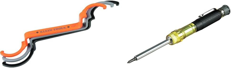 Klein Tools 50900R Conduit Lockout Wrench Set, Tighten and Loosen Locknuts in Tight Spaces & 32614 Multi-bit Precision Screwdriver Set, 4-in-1 Electronics Pocket Screwdriver