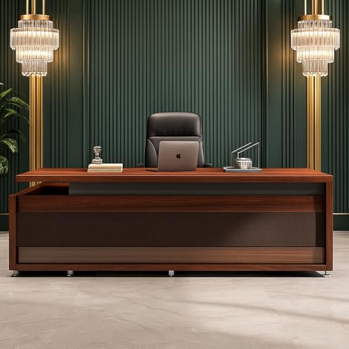 Image of Lakdi The Furniture Office Desk for Director Table Made in MDF with Laminate & Drwaers and Pedestal with Lockable CPU Space, Modern Executive Desk & CEO Desks - Openable Shutte- LDL-556