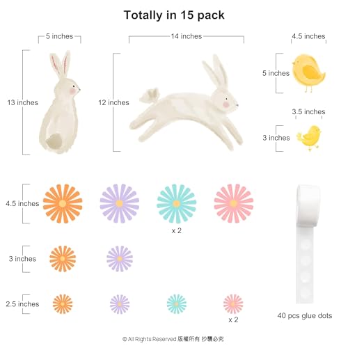 Cheerland-Bunny-Wall-Decal-Rabbit-Chicks-Pastel-Florals-Flower-3D-Wall-Decor-for-Happy-Easter-Garden-Party-Removable-Decorations-Supplies-16-PCS Cheerland Bunny Wall Decal Rabbit Chicks Pastel Florals Flower 3D Wall Decor for Happy Easter Garden Party Removable Decorations Supplies 16 PCS