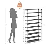 10 Tiers Shoe Rack 50 Pairs Large Capacity Tall Shoe Organizer Sturdy Shoe Storage with Two Hooks Space Saving Metal Wide Shoe Rack for Closet, Entryway, Bedroom, Black - Image 3