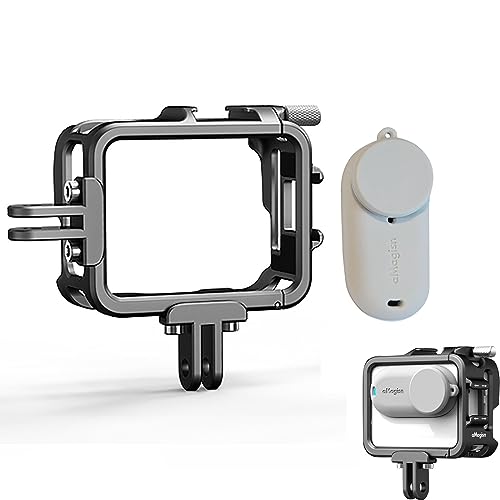 LICHIFIT-Aluminum-Alloy-Frame-Cage-Camera-Silicone-Cover-for-Insta360-GO-3-Action-Pod-Protective-Frame-Case-Housing-Metal-Bezel-with-Two-Prong-Mount-Accessories