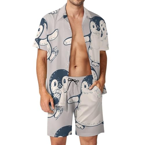 Chemise hawaïenne homme pingouin ensemble court et long vêtement de plage été taille S
