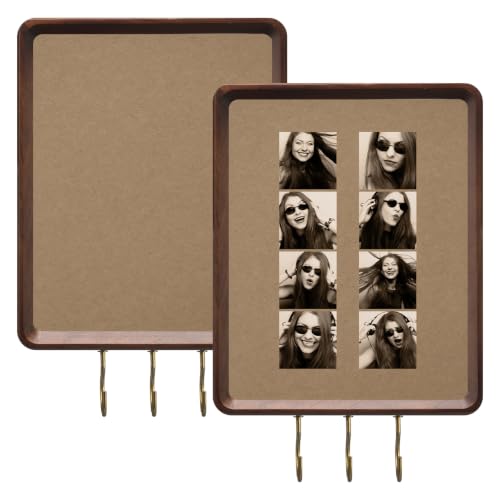 Novabright 2 Pcs 8 x 10 Inch Photo Booth Picture Frame Walnut Photo Booth Strip Frame with 3 Metal Hooks Textured Mat for Wall Wedding Party Birthday Home Decor Gift