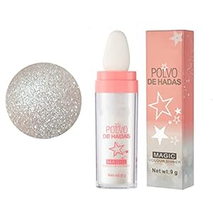 Feeënpoeder, bodyglitterpoeder, highlighter poeder, highlighter Patting Powder, body shmmer make-up, voor lichaam en haar, glitter, 9 g, wit MELLTONG