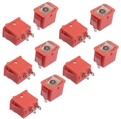 SPST On Off Rocker Switch 10 Pack AC 3A 250V 6A 125V | Red SPST Rocker Switch, 3A/250V AC, 6A/125V, 17x11mm, 10-Pack