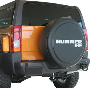 32" Rigid Tire Cover - (Hard Plastic Face & Fabric Vinyl Band) - Hummer H3 Logo #TOP4