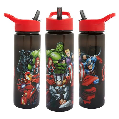 Polar Gear Bouteille d'eau Marvel Avengers avec paille rabattable 600 ml – Réutilisable pour enfants – Sans BPA – Idéal pour l'école, la crèche, le...
