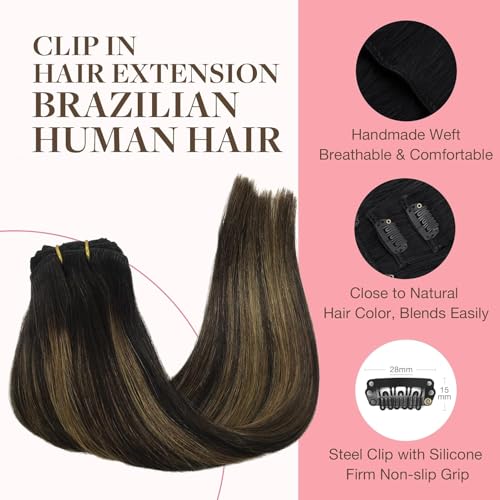 Image of GOO GOO Clip in Hair Extensions Real Human Hair Balayage Remy Extensions