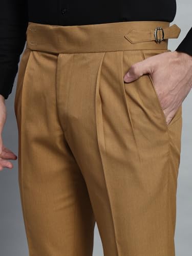 Image of Gurkha Pants for Men | Trouser for Men | Formal Pant | Double Button | Regular Fit Trouser High Waist Pleated Casual Trousers | Straight Leg Pants for Office Smart Casual Travel Party