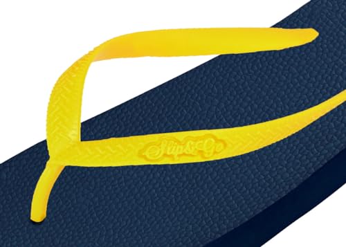 شبشب مريح وأنيق بحزام للنساء من سليب اند جو، لون أزرق كحلي وأصفر، مقاس 40-41