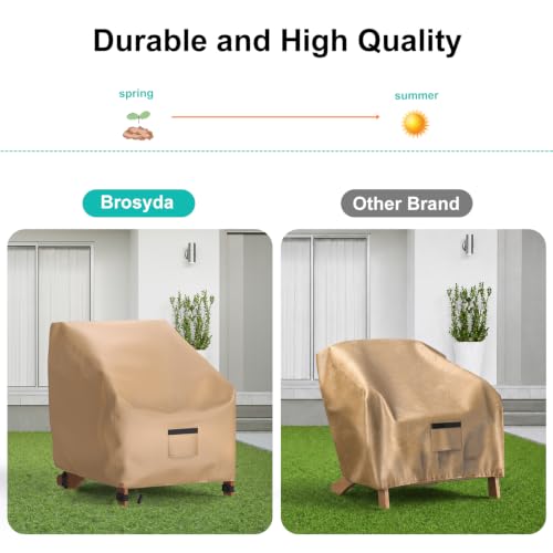 Image of Adirondack Outdoor Chair Covers Waterproof 32 inchWx34 inchDx36 inchH, Brown | 2 Pack Patio Furniture Covers Protect from Rain and UV; Heavy-Duty Oxford Fits Lounge, Deep-Seat & High-Back Chairs on Lawn