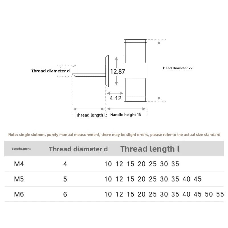SS304 Stainless Steel Plastic T-Shaped Head Thumbscrews T-Handle Bolts M4 M5 M6 (2,M6 x 20mm, Head Dia.35mm)