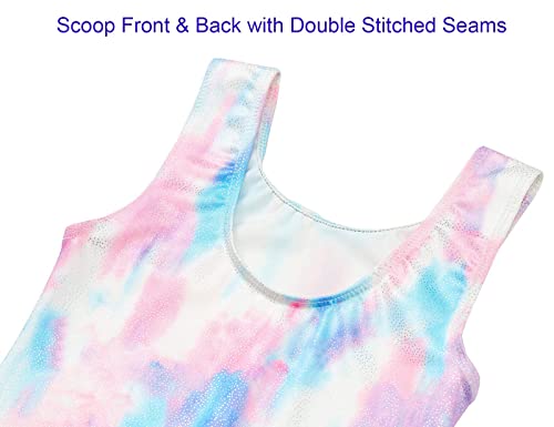 Domusgo Girls Leotards For Gymnastics,Tie Dye White Unitard Biketard For Kids Teens 3T 4T Sleeveless Girls' Dance Apparel #TOP2