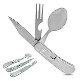 [page_title]-TopSpirit® Camping Tool Switzerland 4 in 1 | Reisebesteck Switzerland aus rostfreiem Edelstahl | Klappbesteck Multitool | Campingbesteck Silber