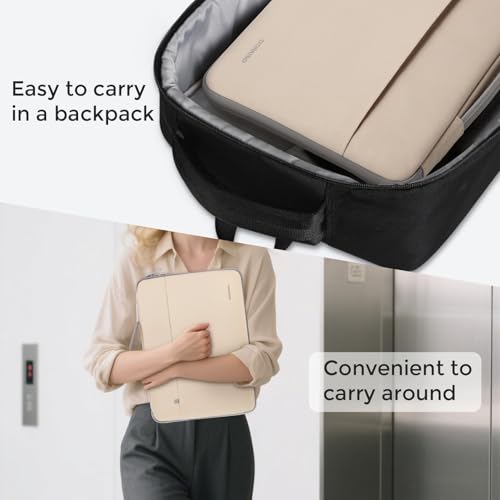 DOMISO 17 inch Laptop Sleeve Protective Case Cover Compatible with 17-17.3 inch HP Dell ASUS Lenovo Chromebook,Waterproof Computer Cases Bag with Handle,Beige by DOMISO - Image 4