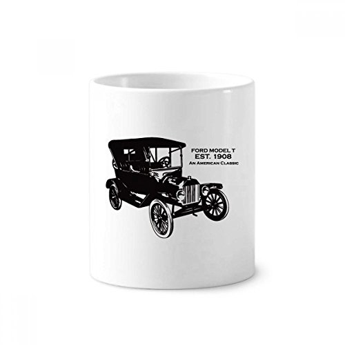 Porte-brosse à dents en céramique noir avec motif de voiture classique tasse multiusage 350ml
