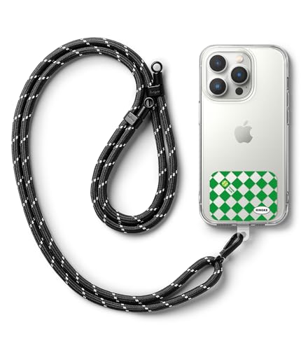 Image of Ringke Holder Link Strap with Graphic Design TPU Tag, Adjustable Crossbody Polyester Rope Lanyard Compatible with Universal Smartphone Case - Tennis Club