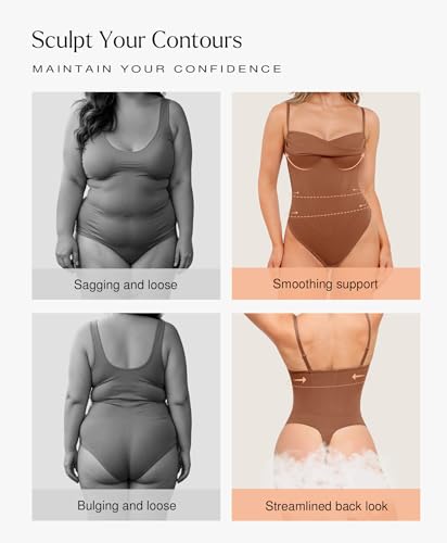 Image of Popilush Corset Bodysuit for Women Tummy Control Shapewear Bodysuits Cowl Neck Going Out Tops Body Suit Concert Outfits