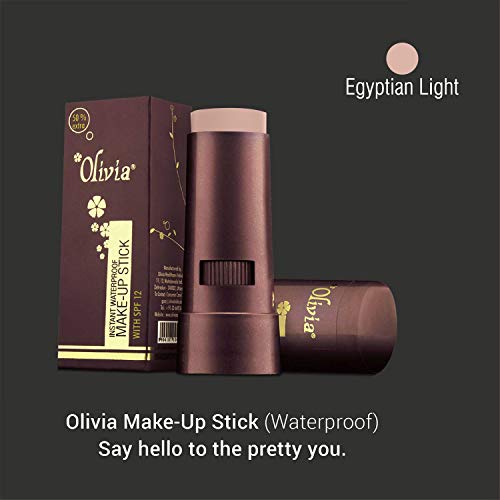 Image of Olivia Instant Waterproof Makeup Stick with SPF 12-08 Egyptian Light | 3-in-1 Foundation, Concealer & Moisturizer | Sweatproof, Long-Lasting Base Makeup | Evens Skin Tone & Hides Blemishes