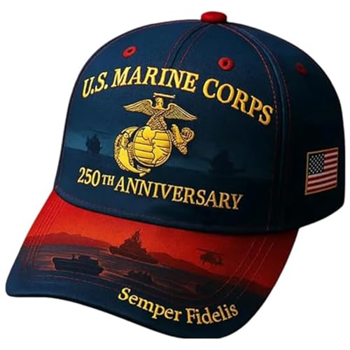 wibuxrf 250 Anniversary Marine Corps Hat Embroidered Baseball Hats USA 250th Patriotic Cap for Men Women Veteran Gifts
